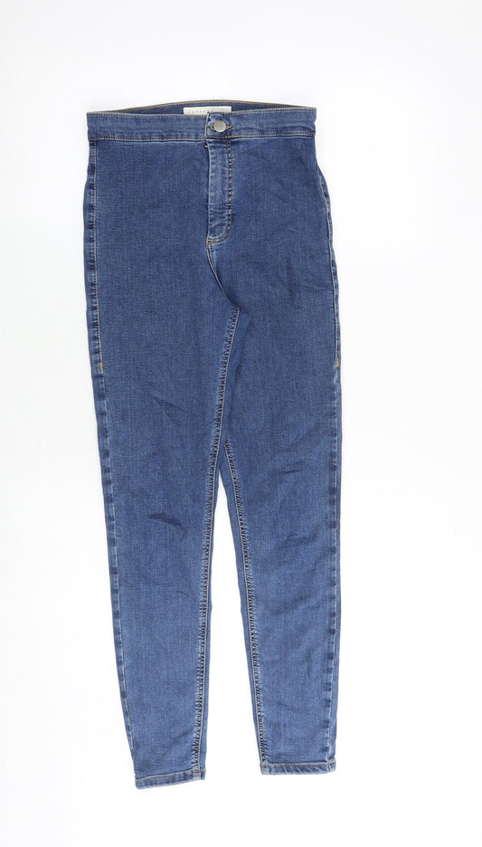 Topshop Womens Blue Cotton Skinny Jeans Size 28 in Regular Zip