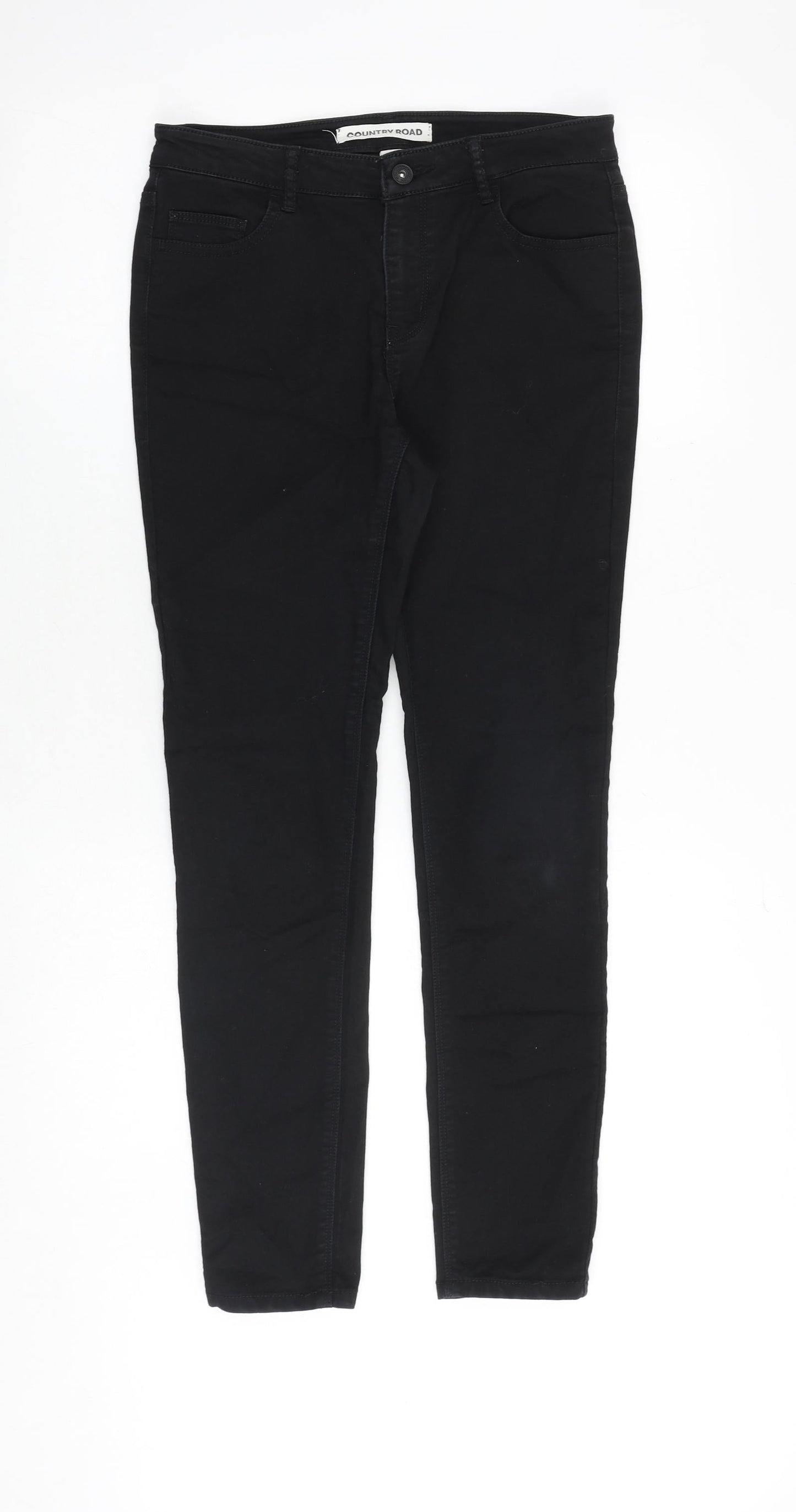 Country Road Womens Black Cotton Skinny Jeans Size 6 Slim Zip