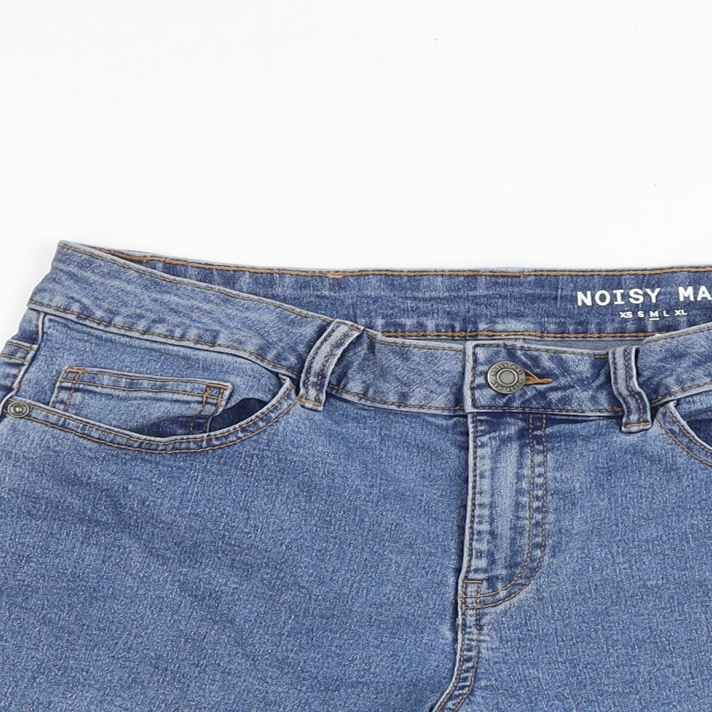Noisy may Womens Blue Cotton Mom Shorts Size M Regular Zip