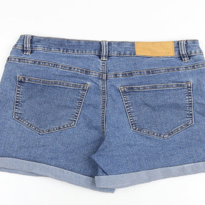 Noisy may Womens Blue Cotton Mom Shorts Size M Regular Zip