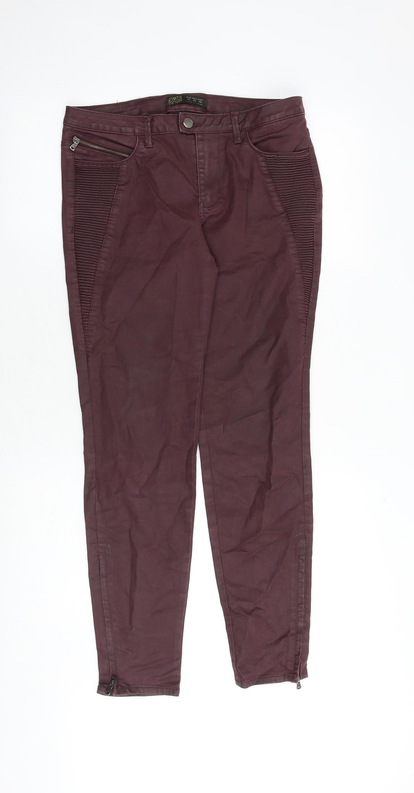 Womens UK Size 12 Zara Regular Fit  Red Trousers