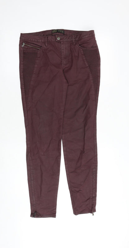 Womens UK Size 12 Zara Regular Fit  Red Trousers