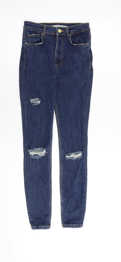Zara Womens Blue Cotton Skinny Jeans Size 6 Slim Zip