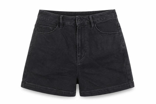 Able Jeans Womens Black Cotton Mom Shorts Size 26 in Regular Zip
