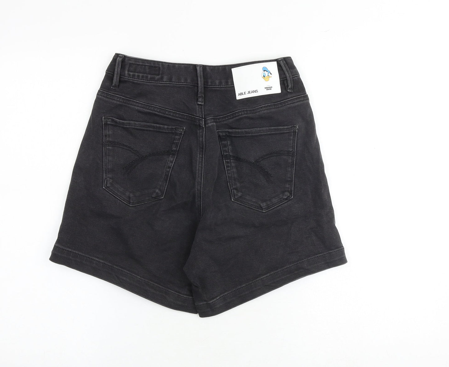 Able Jeans Womens Black Cotton Mom Shorts Size 26 in Regular Zip