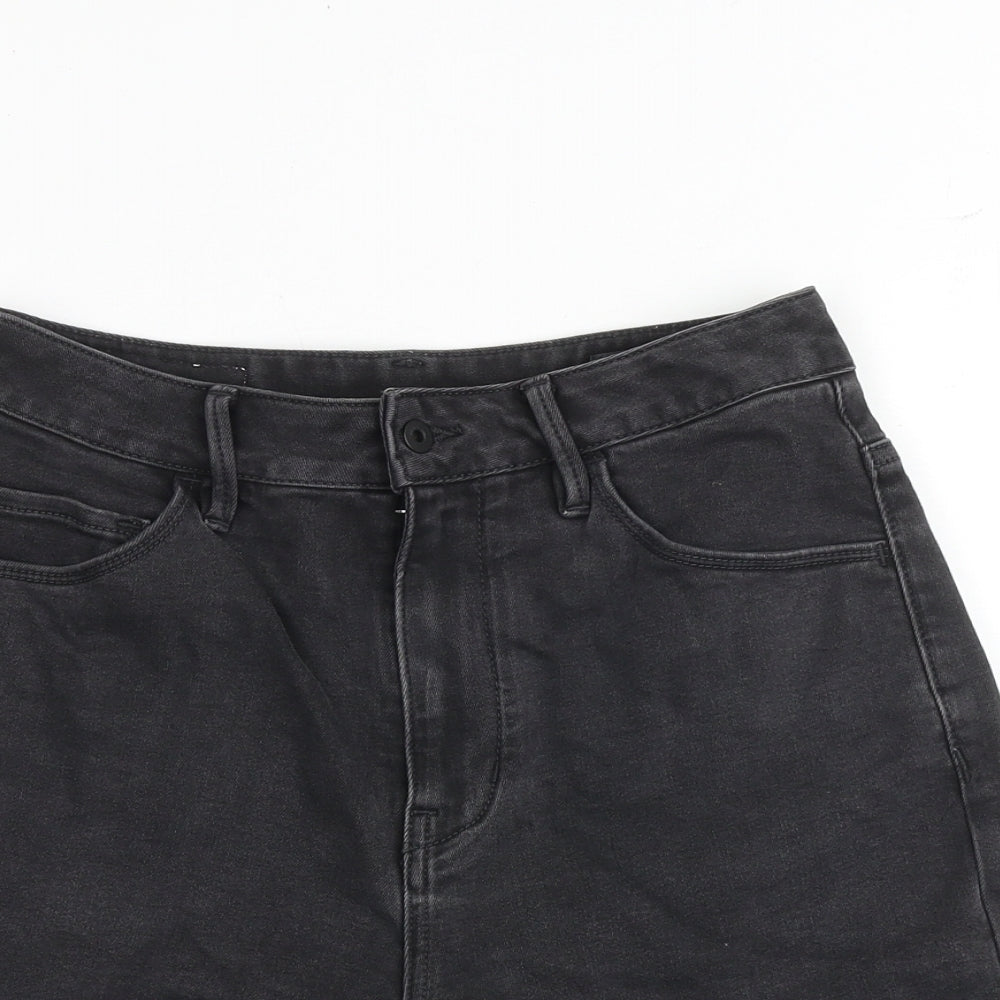 Able Jeans Womens Black Cotton Mom Shorts Size 26 in Regular Zip