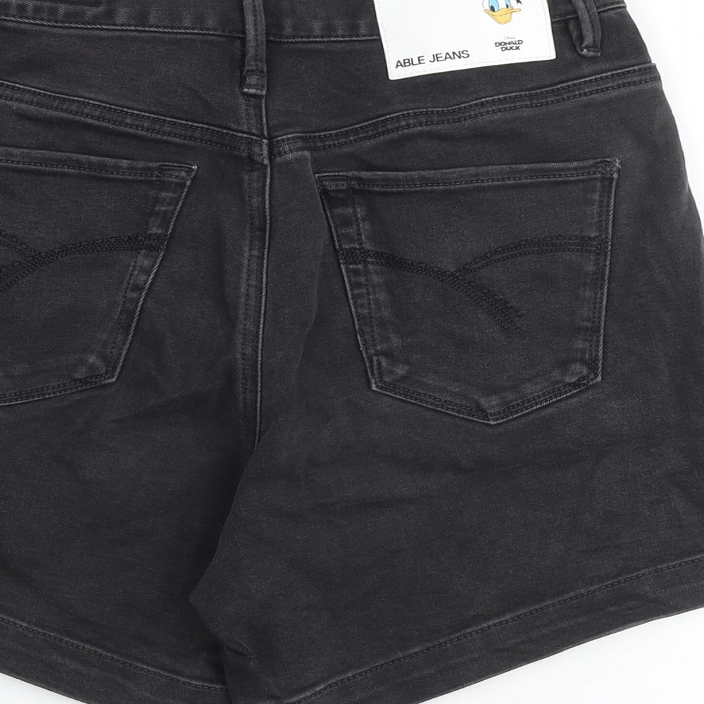 Able Jeans Womens Black Cotton Mom Shorts Size 26 in Regular Zip
