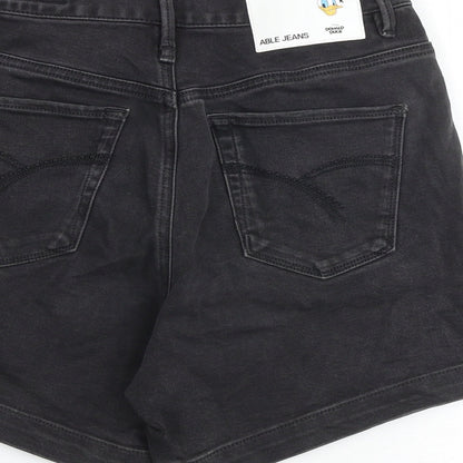 Able Jeans Womens Black Cotton Mom Shorts Size 26 in Regular Zip