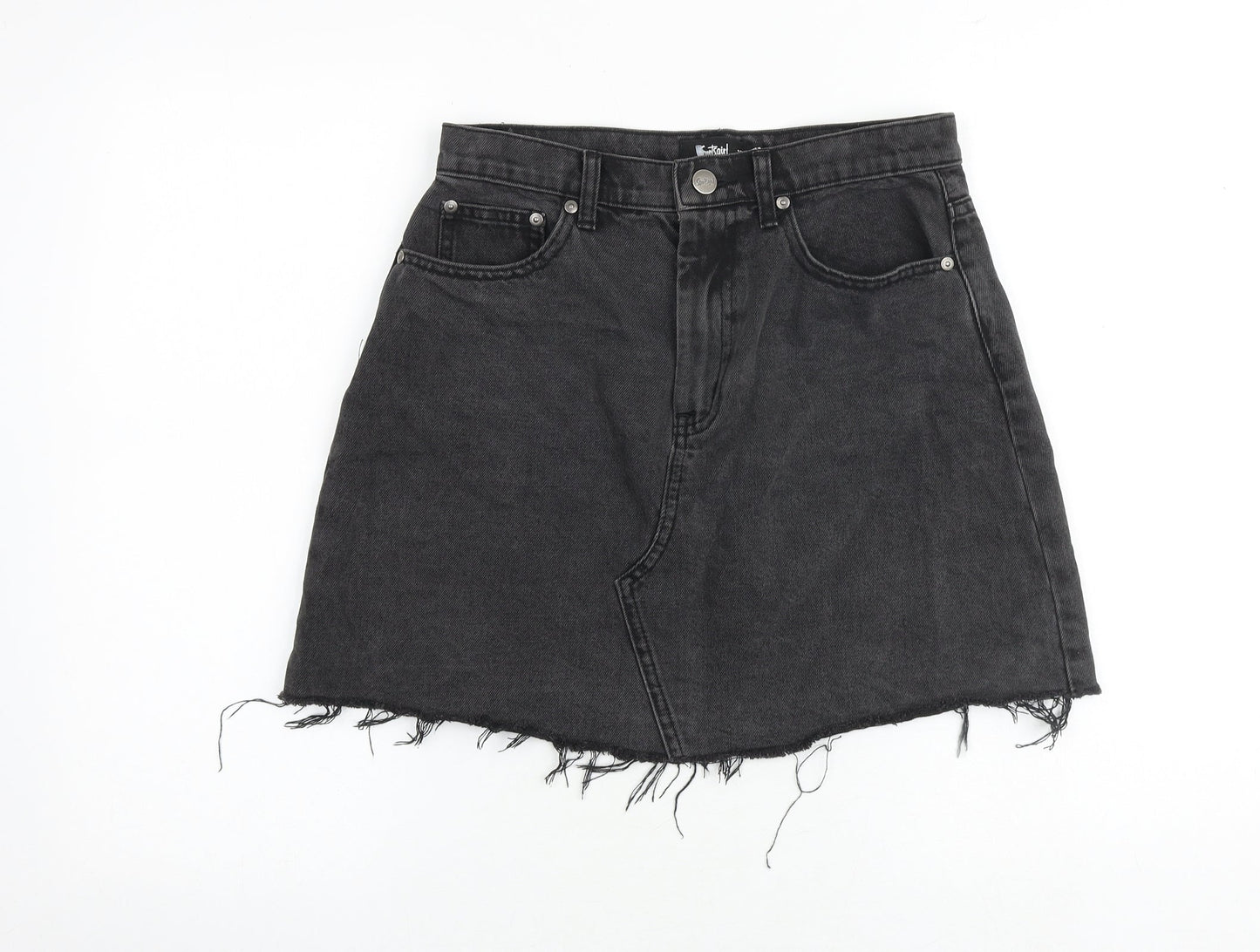 Sportsgirl Womens Grey Cotton A-Line Skirt Size 10 Zip