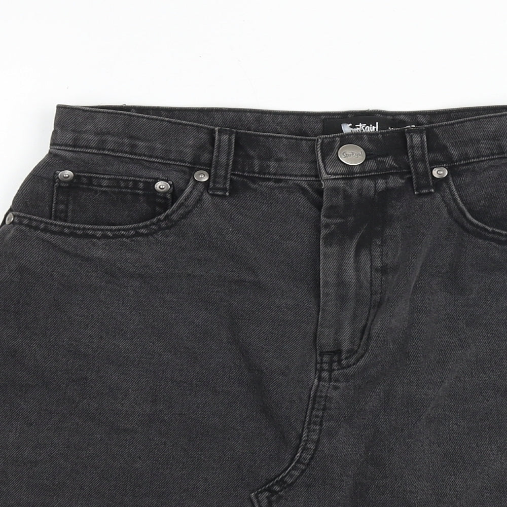 Sportsgirl Womens Grey Cotton A-Line Skirt Size 10 Zip