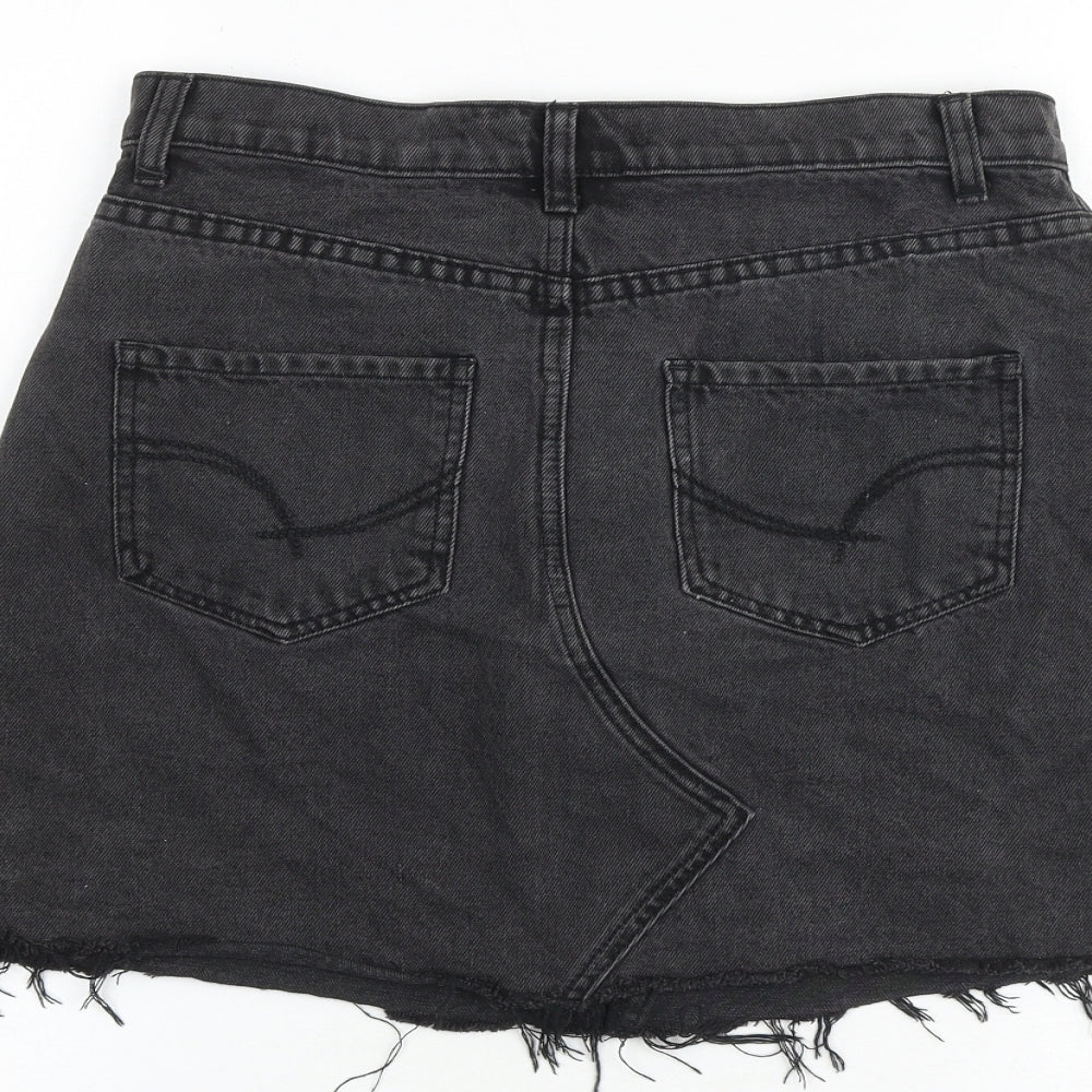 Sportsgirl Womens Grey Cotton A-Line Skirt Size 10 Zip