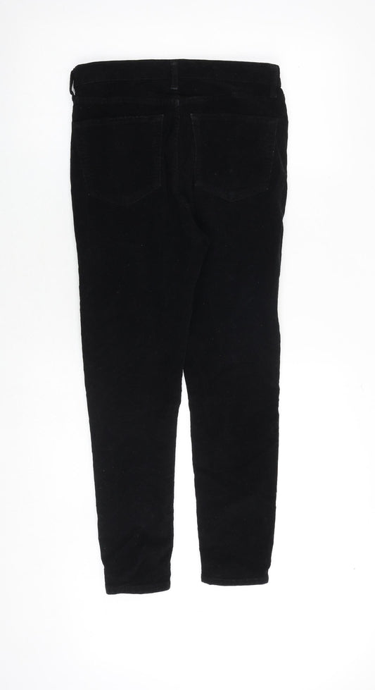 Topshop Womens Black Cotton Trousers Size 30 in Regular Zip