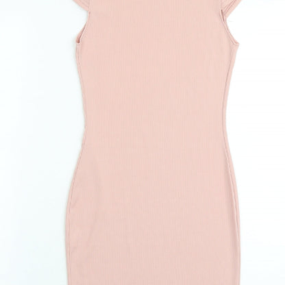 PRETTYLITTLETHING Womens Pink Polyester Bodycon Size 8 Round Neck Pullover