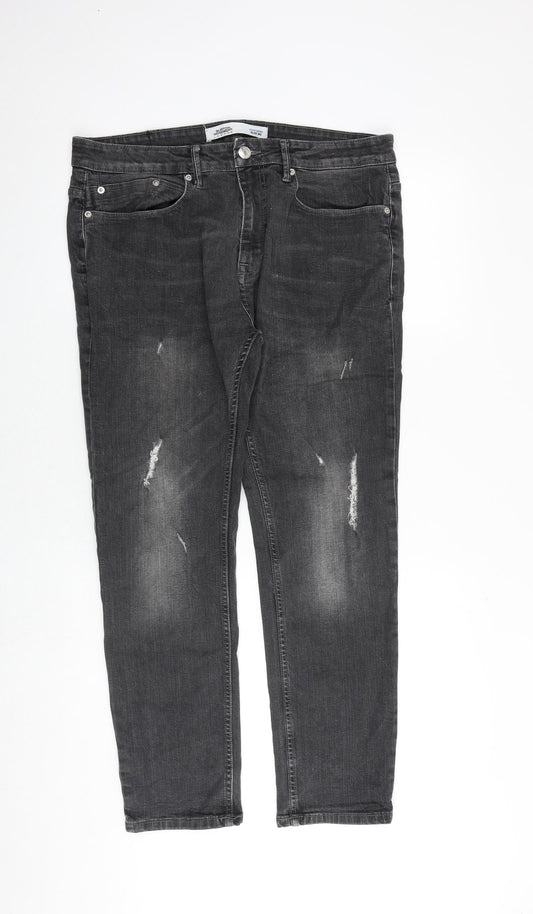 Burton Mens Grey Cotton Tapered Jeans Size 30 in Regular Zip - Short Leg