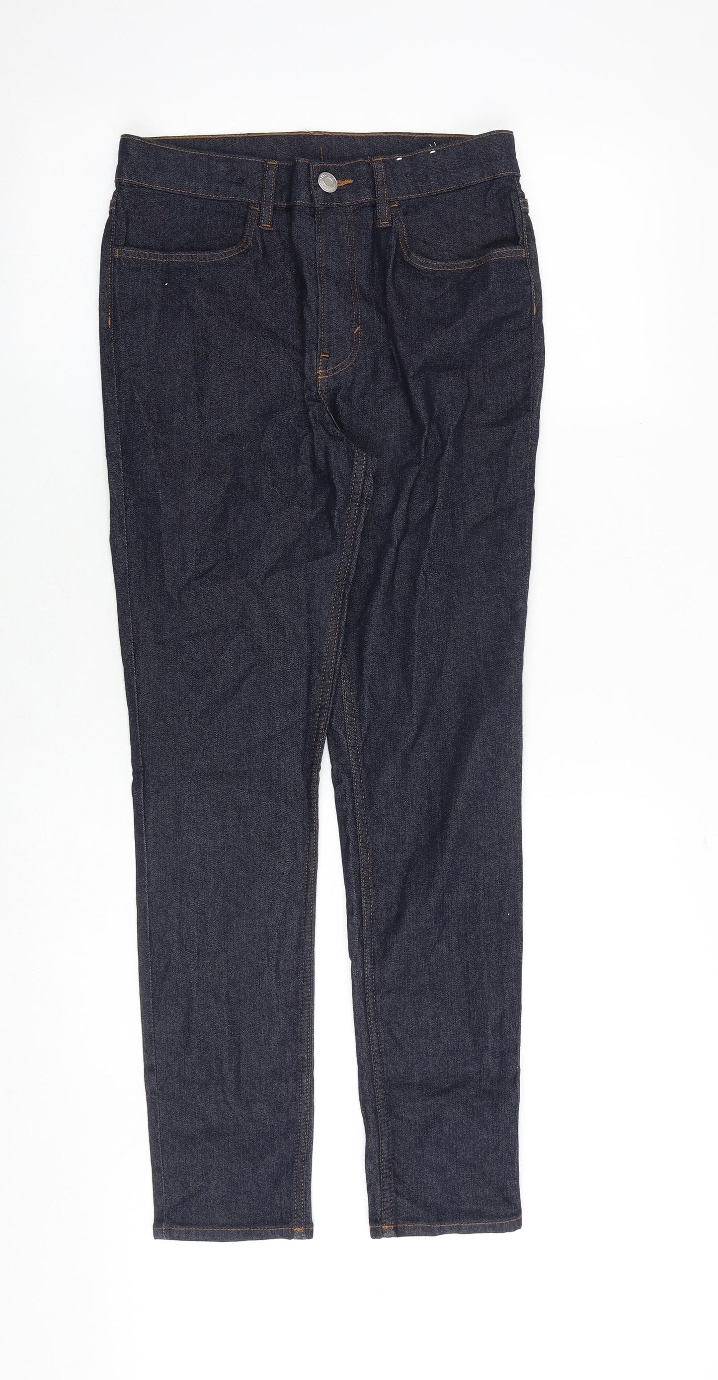 H&M Girls Blue Cotton Skinny Jeans Size 13-14 Years Regular Zip