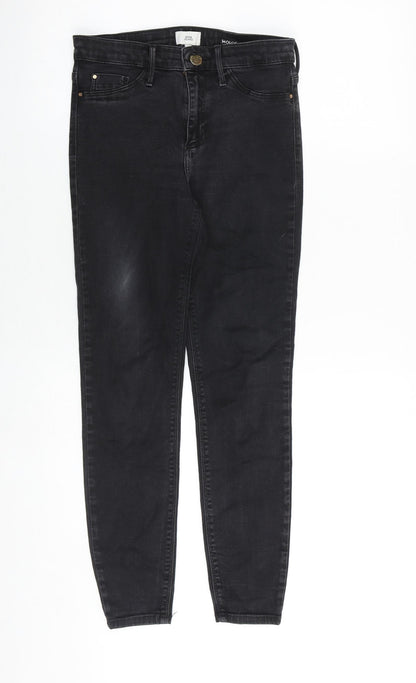 River Island Womens Black Cotton Skinny Jeans Size 8 Slim Zip