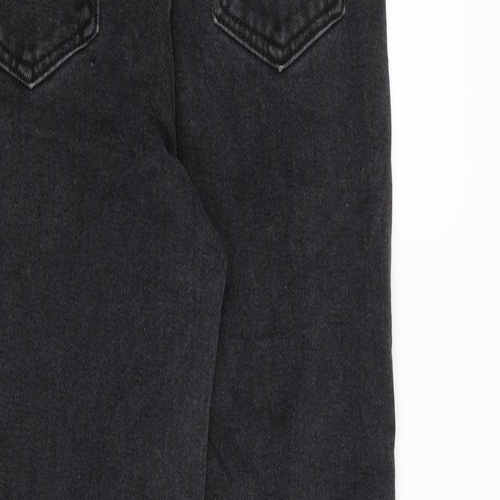 PRETTYLITTLETHING Womens Black Cotton Mom Jeans Size 8 Regular Zip