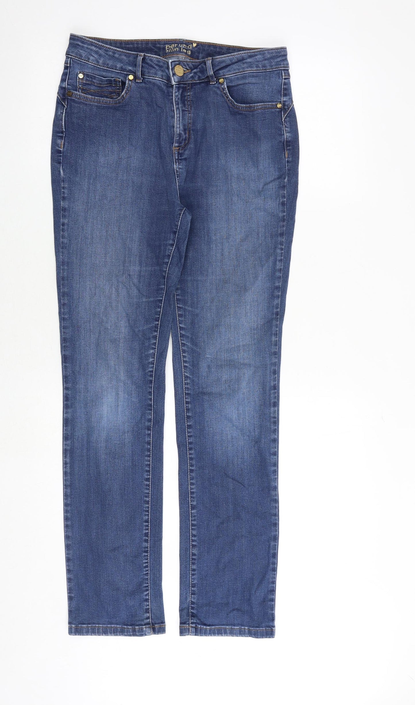 Per Una Womens Blue Cotton Skinny Jeans Size 30 in Regular Zip