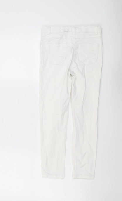 NEXT Girls White Cotton Skinny Jeans Size 10 Years Regular Button
