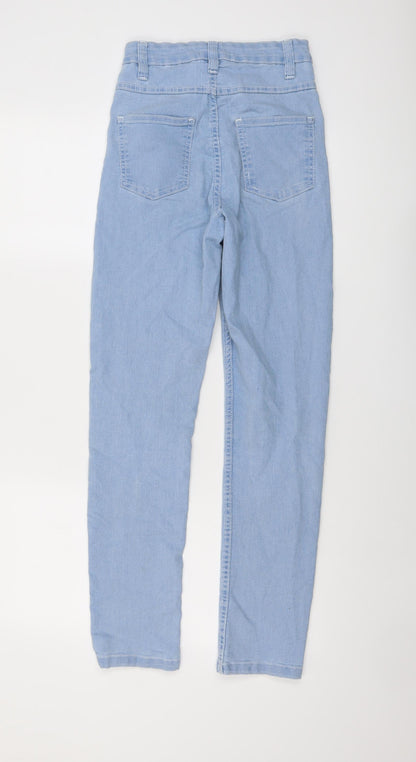 PRETTYLITTLETHING Womens Blue Cotton Skinny Jeans Size 6 L29 in Regular Button