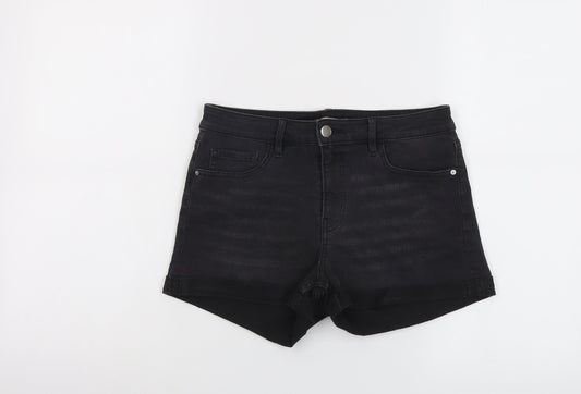 H&M Womens Grey Cotton Hot Pants Shorts Size 8 L3 in Regular Button