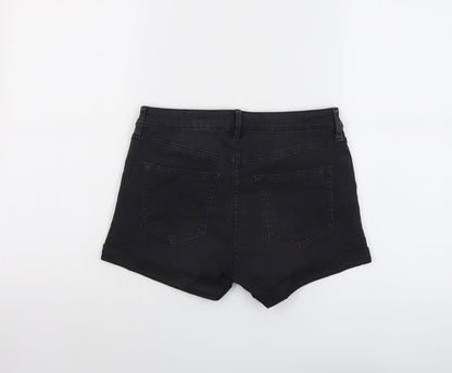 H&M Womens Grey Cotton Hot Pants Shorts Size 8 L3 in Regular Button