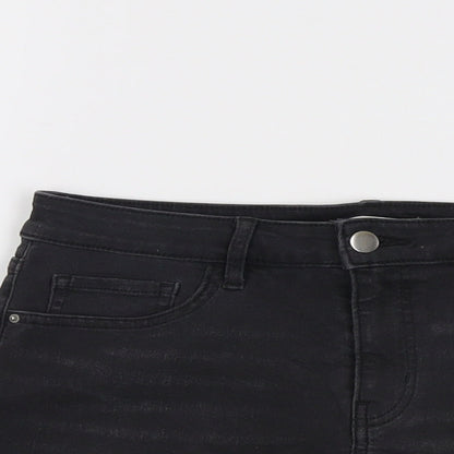 H&M Womens Grey Cotton Hot Pants Shorts Size 8 L3 in Regular Button