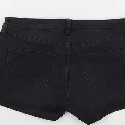 H&M Womens Grey Cotton Hot Pants Shorts Size 8 L3 in Regular Button