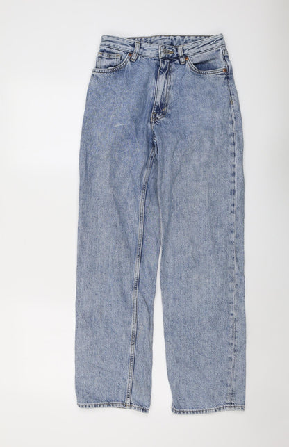 Monki Womens Blue Cotton Straight Jeans Size 25 in L29 in Regular Button