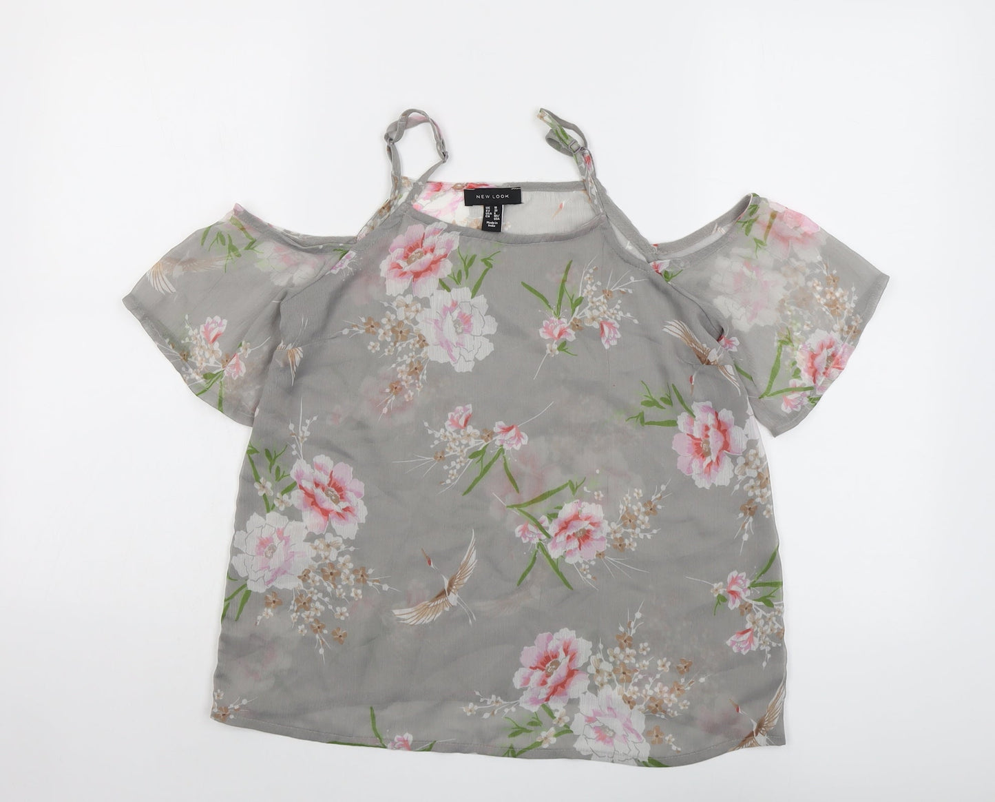 Womens UK Size 10 New Look Grey Basic Blouse