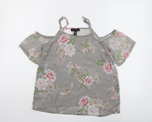 Womens UK Size 10 New Look Grey Basic Blouse