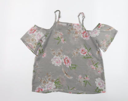 Womens UK Size 10 New Look Grey Basic Blouse