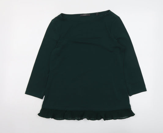 Esprit Womens Green Polyester Basic Blouse Size M Boat Neck