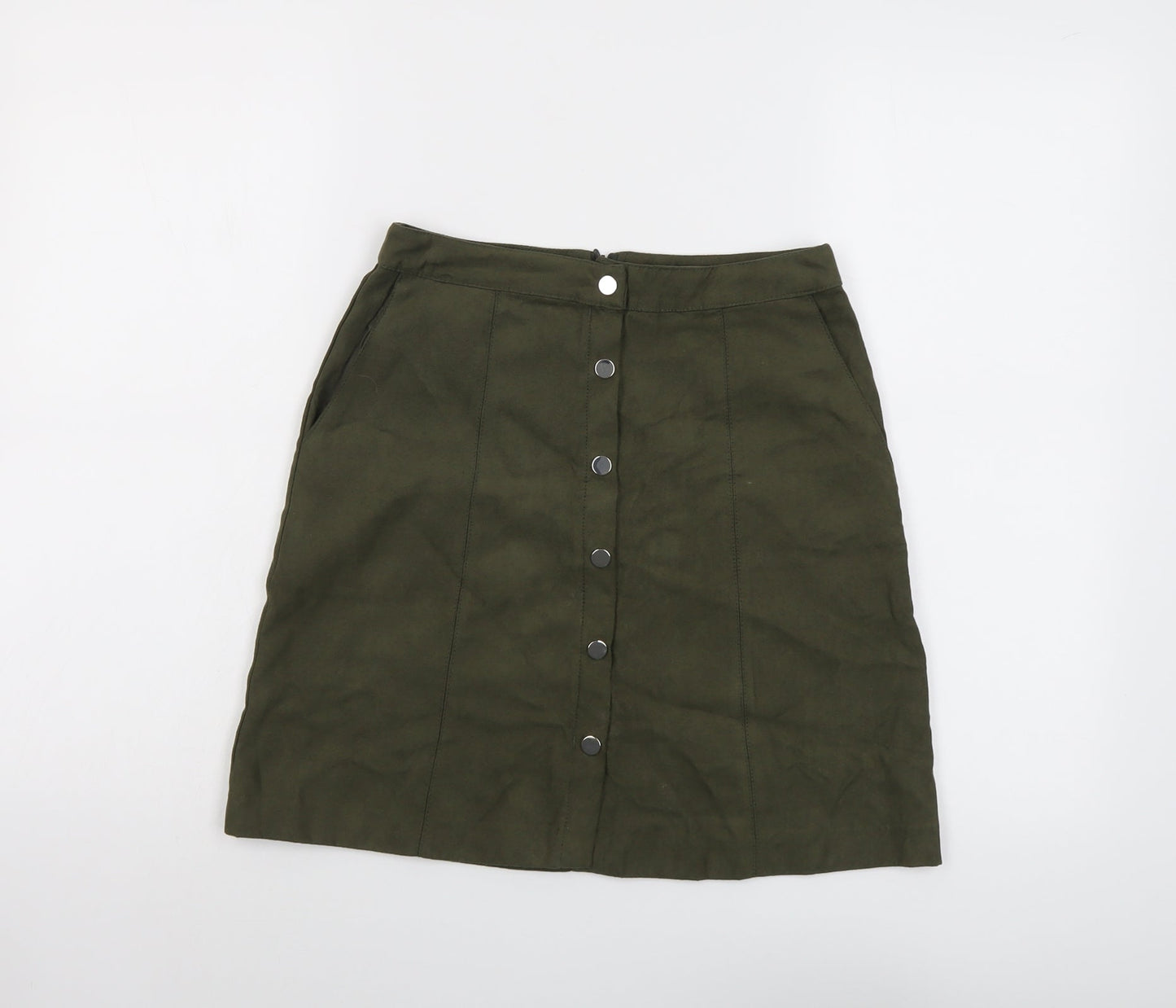 Oasis Womens Green Polyester A-Line Skirt Size 6 Zip