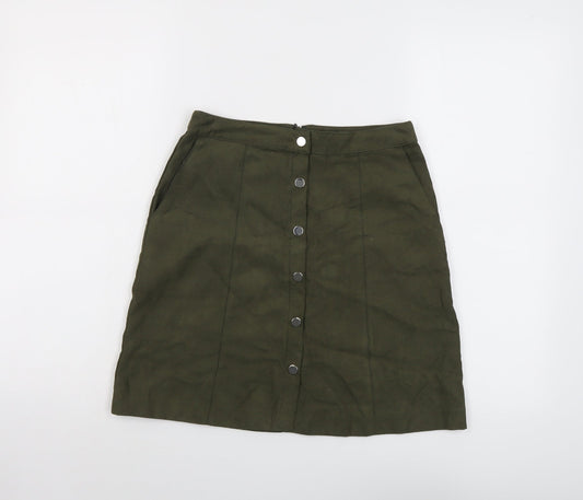 Oasis Womens Green Polyester A-Line Skirt Size 6 Zip