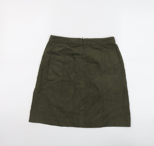 Oasis Womens Green Polyester A-Line Skirt Size 6 Zip