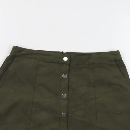 Oasis Womens Green Polyester A-Line Skirt Size 6 Zip