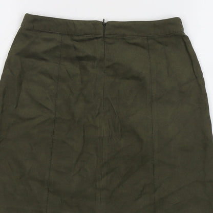 Oasis Womens Green Polyester A-Line Skirt Size 6 Zip