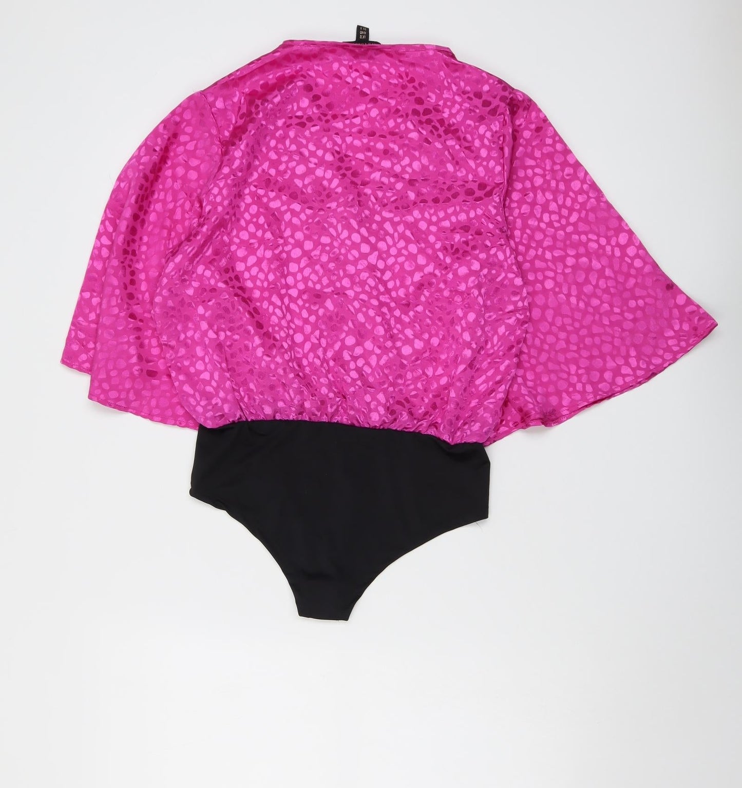 QED London Womens Pink Geometric Polyester Bodysuit One-Piece Size 12 Snap