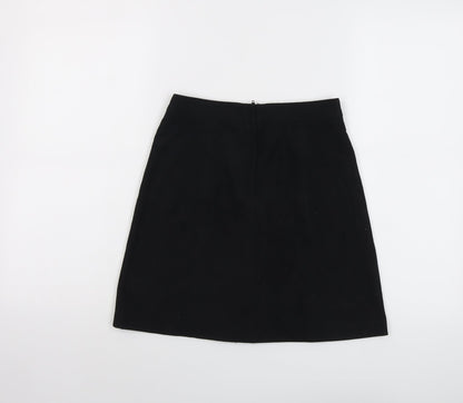 H&M Womens Black Polyester A-Line Skirt Size 6 Zip