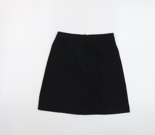 H&M Womens Black Polyester A-Line Skirt Size 6 Zip