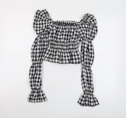 Womens UK Size 2XS H&M Black Cropped Blouse