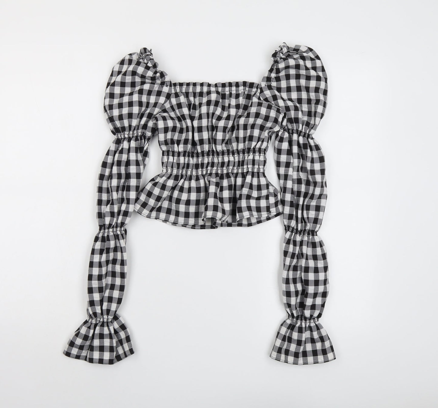 Womens UK Size 2XS H&M Black Cropped Blouse