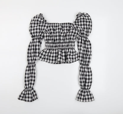Womens UK Size 2XS H&M Black Cropped Blouse