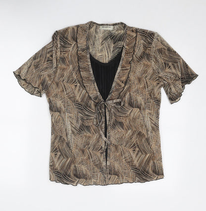 Womens UK Size L BASSINI Brown Basic Blouse