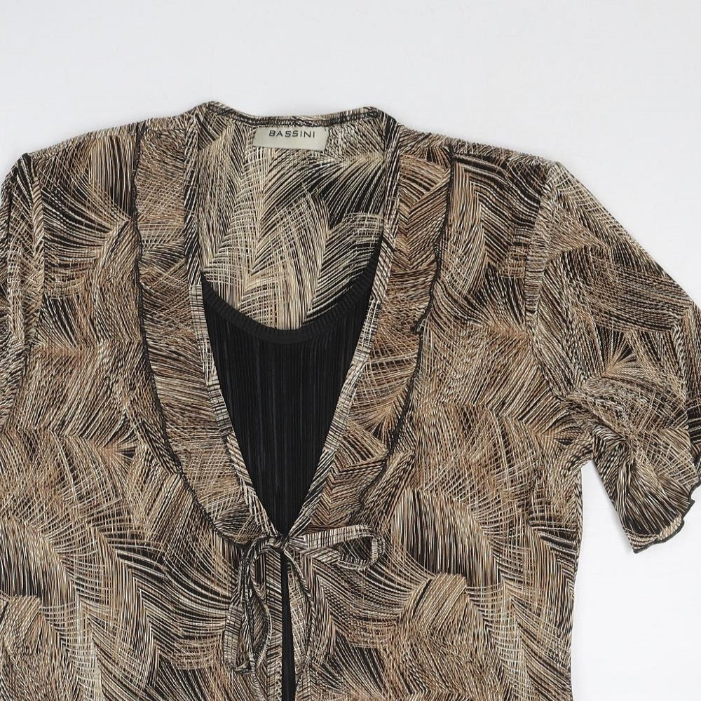 Womens UK Size L BASSINI Brown Basic Blouse