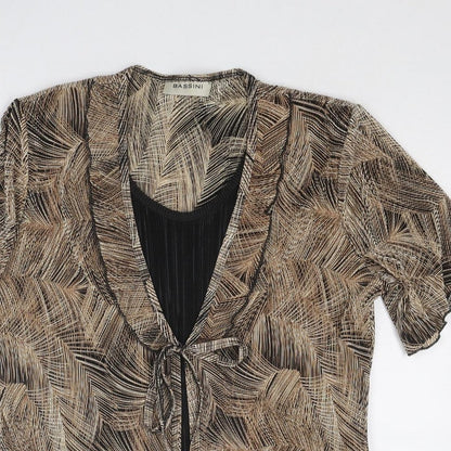 Womens UK Size L BASSINI Brown Basic Blouse