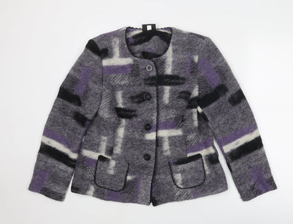 Godske Womens Grey Geometric Jacket Size 16 Button