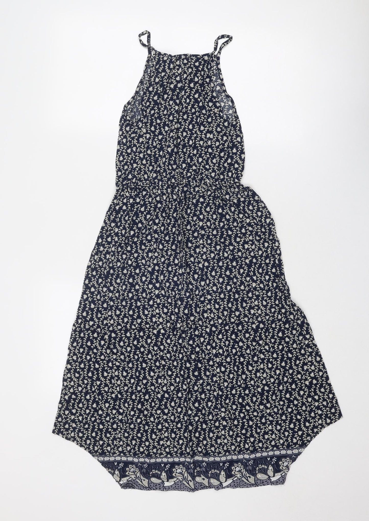 TEMT Womens Blue Floral Viscose Tank Dress Size S Round Neck Pullover