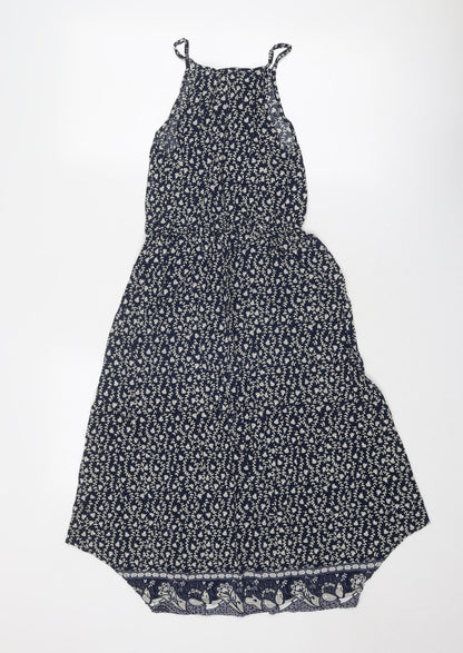 TEMT Womens Blue Floral Viscose Tank Dress Size S Round Neck Pullover